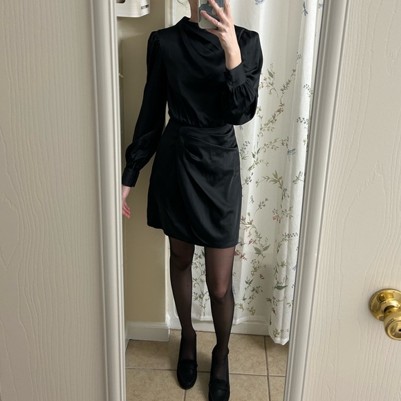 Black Long Sleeve Abercrombie & Fitch Satin Dress - Picture 2 of 6